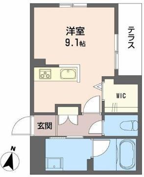 ハイネスト霞町(ワンルーム/1階)の間取り写真