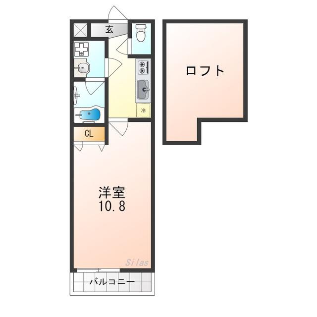 フジパレス堺老松町II番館(1K/2階)の間取り写真