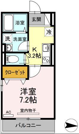 エスペランサ311(1K/1階)の間取り写真