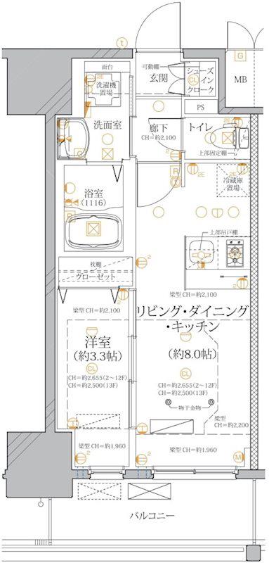ディアレイシャス浅間町ステーションフロント(1LDK/7階)の間取り写真