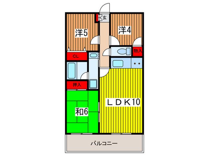 グリーンシティー五番館(3LDK/5階)の間取り写真
