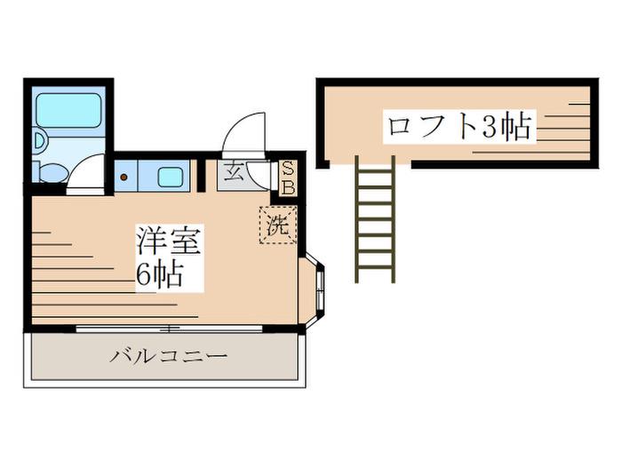 上水パルナス(ワンルーム/2階)の間取り写真