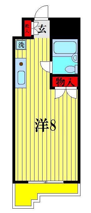 ベルメゾン三郷(ワンルーム/2階)の間取り写真