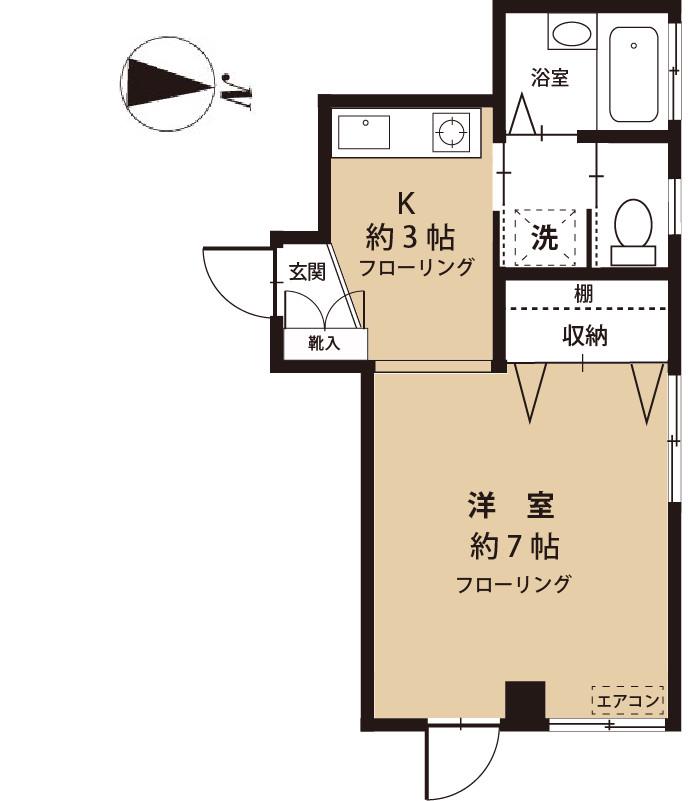 ロイヤルコーポ鹿浜(1K/1階)の間取り写真