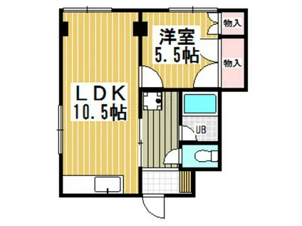 常盤コーポ(1LDK/2階)の間取り写真