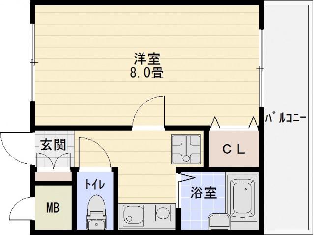 トレイズⅡ(1K/2階)の間取り写真