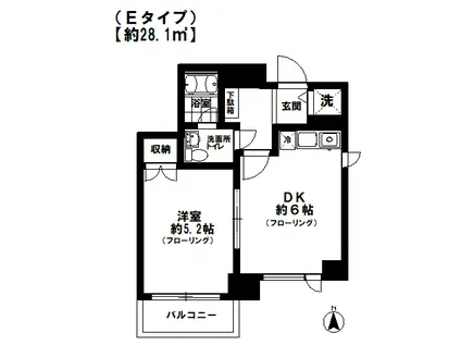 ユーフローラ(1DK/8階)の間取り写真