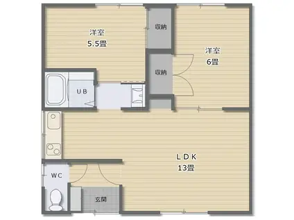 パレス大田(2LDK/1階)の間取り写真