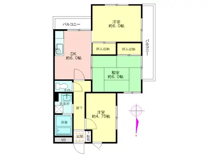 シーサイドハイム(3DK/2階)の間取り写真