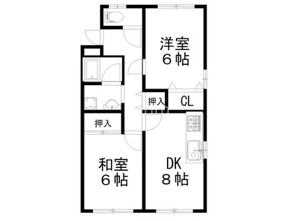 ブランネイジュ(2DK/1階)の間取り写真