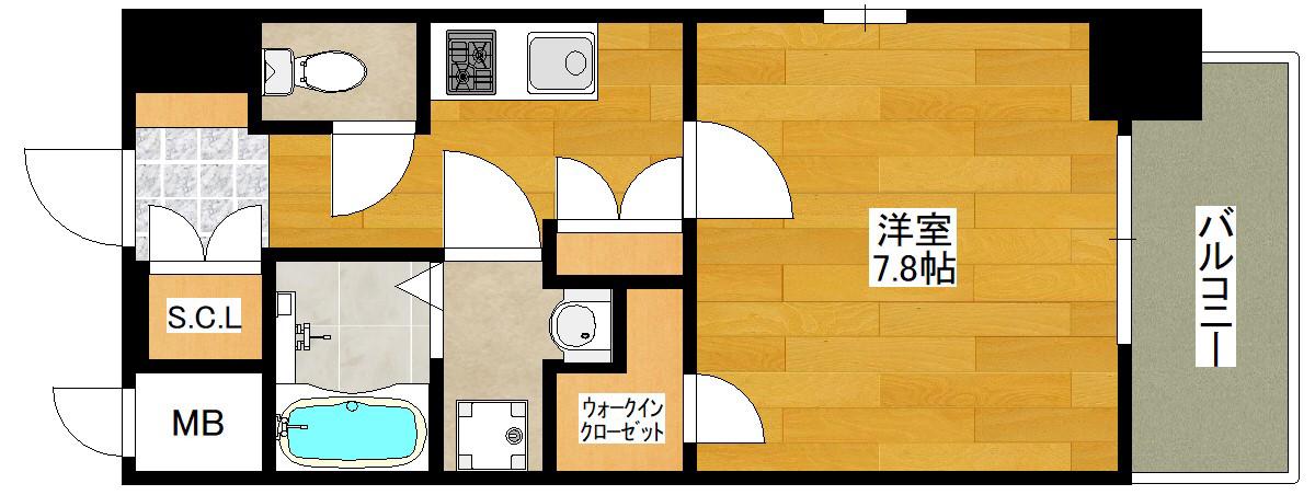 コンフォリア江坂広芝町(1K/9階)の間取り写真
