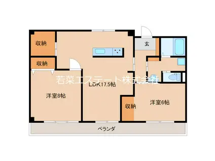 第64川崎ビル(2LDK/5階)の間取り写真