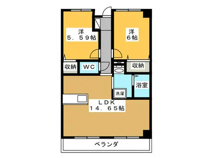 ベルウッドマンション(2LDK/2階)の間取り写真
