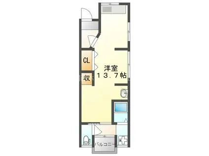 川口ハイツ(ワンルーム/2階)の間取り写真