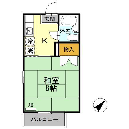 メゾンU(1K/2階)の間取り写真