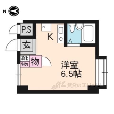 デュ北白川(ワンルーム/2階)の間取り写真