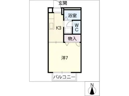 エスポワール(1K/1階)の間取り写真