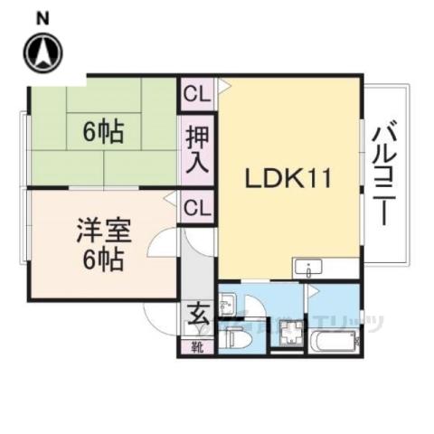 カーサデルソル(2LDK/2階)の間取り写真