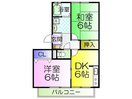 ウインドミル(2DK/3階)の間取り写真