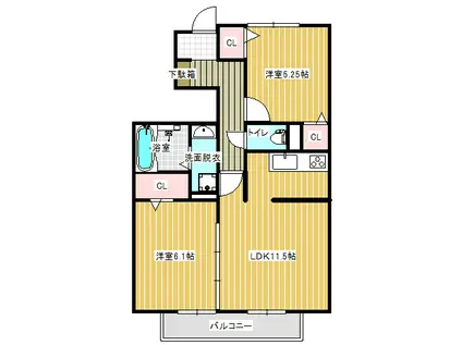 フィカーサ大久保(2LDK/1階)の間取り写真