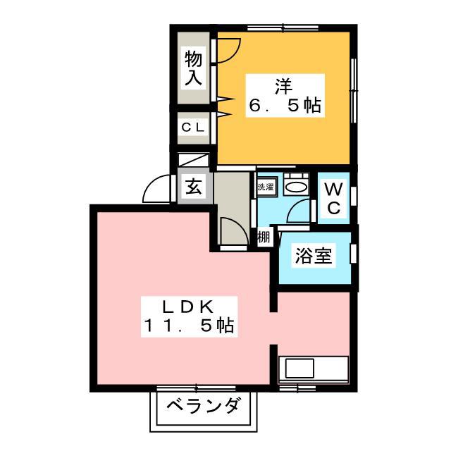 カーサ・F(1LDK/1階)の間取り写真
