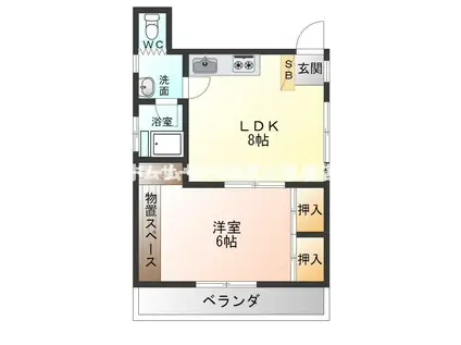 マンション綾(1LDK/4階)の間取り写真