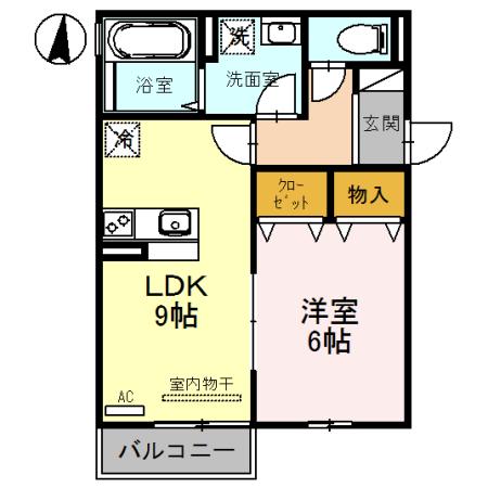 オステンハイツ東石切(1LDK/1階)の間取り写真