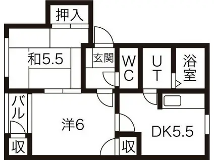 エクセレント(2DK/2階)の間取り写真