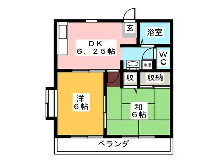 ベルグラン川越(2DK/2階)の間取り写真