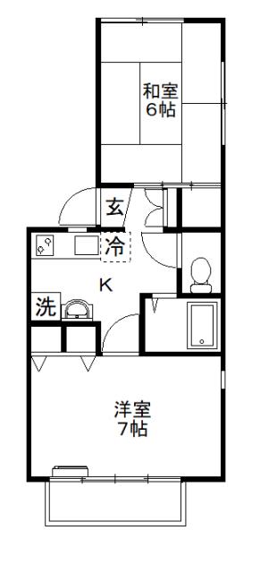 IRいしかわ鉄道 明峰駅 徒歩95分 2階建 築35年(2K/2階)の間取り写真