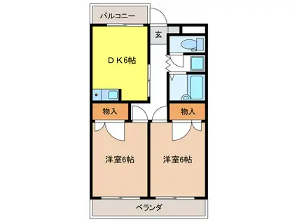 ジアスビル(2DK/4階)の間取り写真