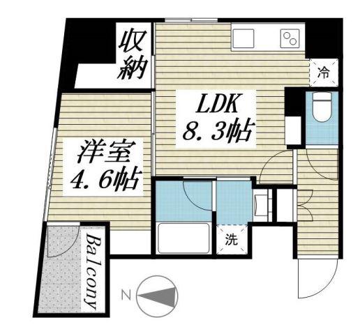 パークルール神田司町ロンド(1LDK/4階)の間取り写真