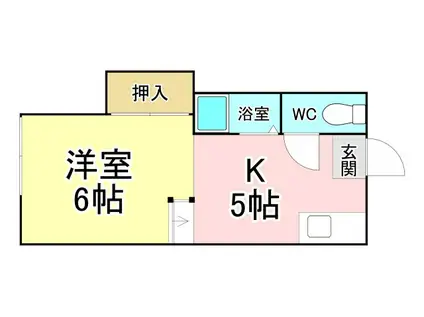 シティベール陣山C棟(ワンルーム/1階)の間取り写真