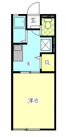 ジュビロII(1K/2階)の間取り写真