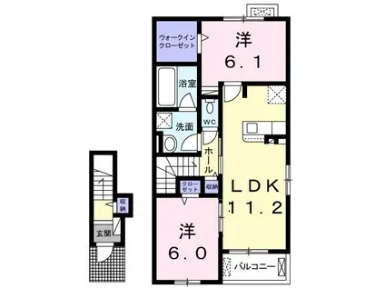 レリアン I(2LDK/2階)の間取り写真