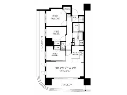 ドレッセタワー南町田グランベリーパーク(3LDK/10階)の間取り写真