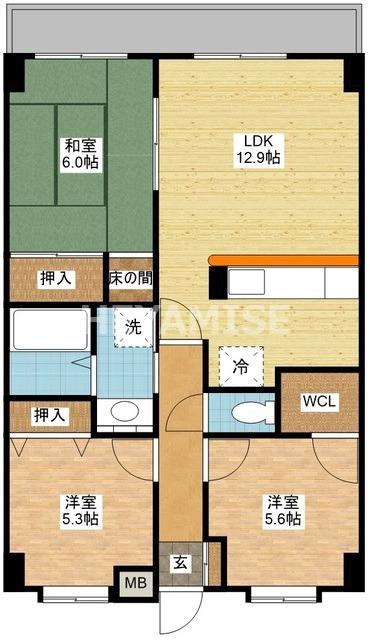 ゆうゆう西山(3LDK/3階)の間取り写真