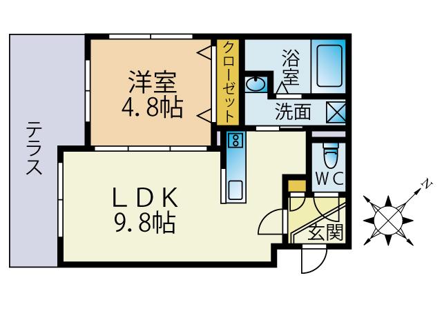 エルプレシア栄恵町(1LDK/2階)の間取り写真