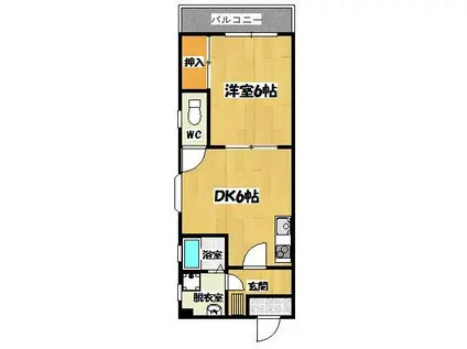 コウキマンション(1DK/4階)の間取り写真