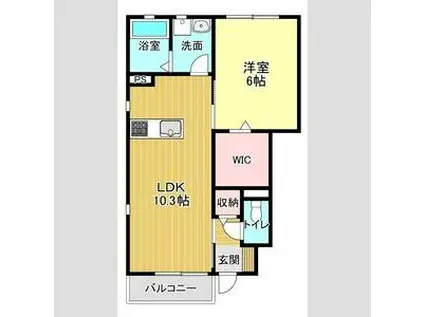 フレーシュII(1LDK/1階)の間取り写真