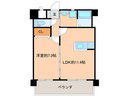 リビエール ノガミ(1LDK/7階)の間取り写真