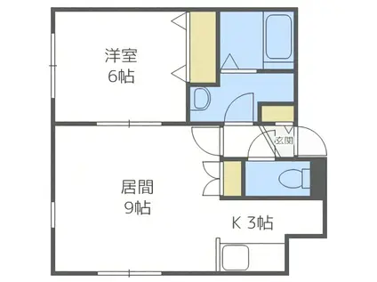 シルキー月寒東A棟(1LDK/3階)の間取り写真