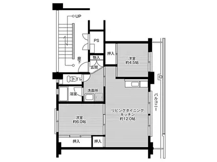 ビレッジハウス矢上 3号棟(2LDK/3階)の間取り写真