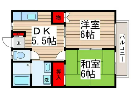 メゾンソレイユI(2DK/2階)の間取り写真