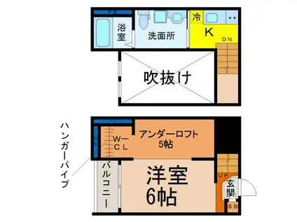 わっせHYOUTANYAMA(1K/2階)の間取り写真