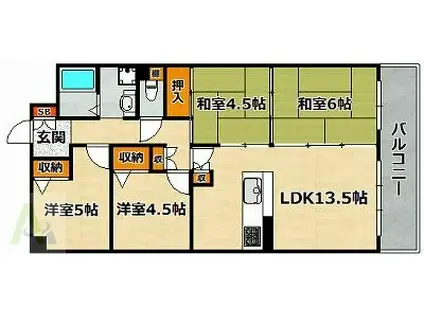 サンヴェール長田山の手 2番館(4LDK/2階)の間取り写真