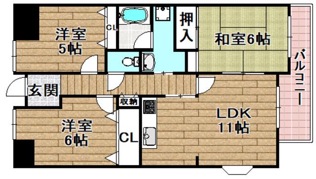 ウエストハイツトニワン(3LDK/2階)の間取り写真