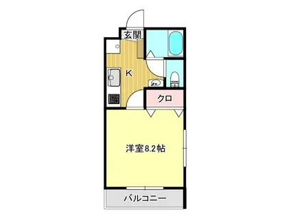 リーフグリーン(1K/2階)の間取り写真