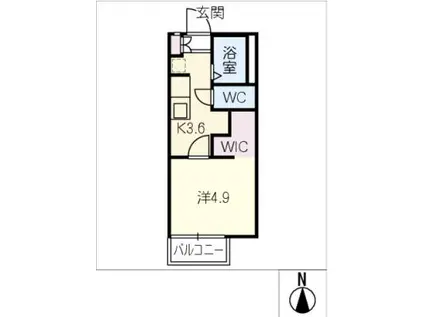 ヒルトップK(1K/1階)の間取り写真