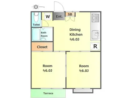 LCNヘランファイブ(2DK/1階)の間取り写真